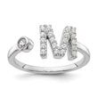 14k White Gold 1/4 carat Lab Grown Diamond VS/SI+ G+ Initial M Adjustable Ring - Birthstone Company