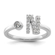 14k White Gold 1/5 carat Lab Grown Diamond VS/SI+ G+ Initial N Adjustable Ring - Birthstone Company