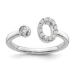 14k White Gold 1/5 carat Lab Grown Diamond VS/SI+ G+ Initial O Adjustable Ring