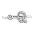 14k White Gold 1/5 carat Lab Grown Diamond VS/SI+ G+ Initial Q Adjustable Ring - Birthstone Company