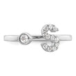 14k White Gold 1/6 carat Lab Grown Diamond VS/SI+ G+ Initial S Adjustable Ring - Birthstone Company