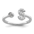 14k White Gold 1/6 carat Lab Grown Diamond VS/SI+ G+ Initial S Adjustable Ring - Birthstone Company