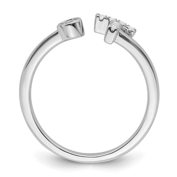 14k White Gold 1/6 carat Lab Grown Diamond VS/SI+ G+ Initial T Adjustable Ring - Birthstone Company