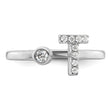 14k White Gold 1/6 carat Lab Grown Diamond VS/SI+ G+ Initial T Adjustable Ring - Birthstone Company