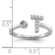 14k White Gold 1/6 carat Lab Grown Diamond VS/SI+ G+ Initial T Adjustable Ring - Birthstone Company