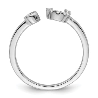 14k White Gold 1/6 carat Lab Grown Diamond VS/SI+ G+ Initial U Adjustable Ring - Birthstone Company