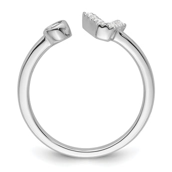 14k White Gold 1/6 carat Lab Grown Diamond VS/SI+ G+ Initial V Adjustable Ring - Birthstone Company