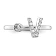 14k White Gold 1/6 carat Lab Grown Diamond VS/SI+ G+ Initial V Adjustable Ring - Birthstone Company