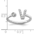 14k White Gold 1/6 carat Lab Grown Diamond VS/SI+ G+ Initial V Adjustable Ring - Birthstone Company
