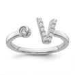 14k White Gold 1/6 carat Lab Grown Diamond VS/SI+ G+ Initial V Adjustable Ring - Birthstone Company