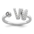 14k White Gold 1/4 carat Lab Grown Diamond VS/SI+ G+ Initial W Adjustable Ring - Birthstone Company