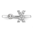 14k White Gold 1/6 carat Lab Grown Diamond VS/SI+ G+ Initial X Adjustable Ring - Birthstone Company