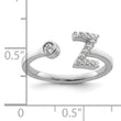 14k White Gold 1/5 carat Lab Grown Diamond VS/SI+ G+ Initial Z Adjustable Ring - Birthstone Company