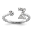 14k White Gold 1/5 carat Lab Grown Diamond VS/SI+ G+ Initial Z Adjustable Ring - Birthstone Company