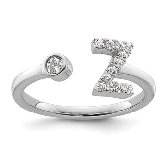 14k White Gold 1/5 carat Lab Grown Diamond VS/SI+ G+ Initial Z Adjustable Ring - Birthstone Company