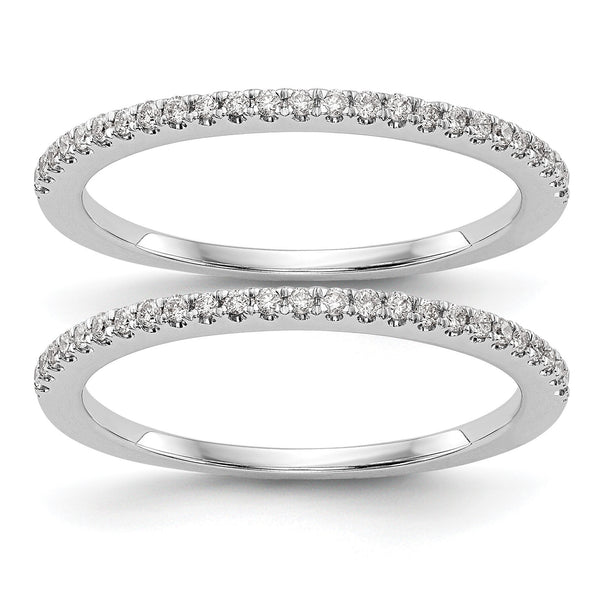 14k White Gold 1/4 carat Lab Grown Diamond VS/SI+ G+ Complete Set of Two Wedding Bands, Size 7 - Birthstone Company