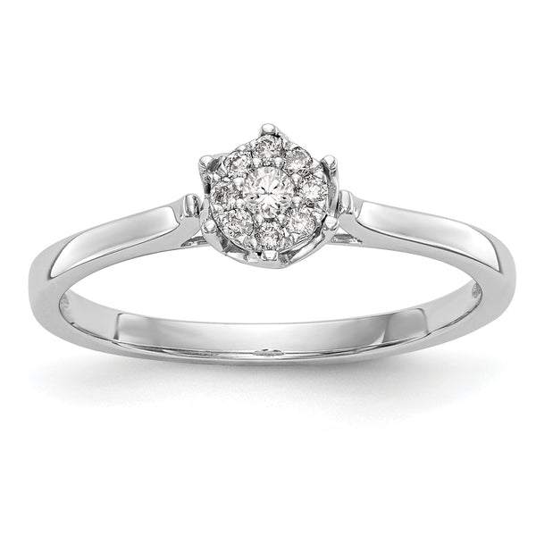 14k White Gold Complete Diamond Cluster Engagement Ring