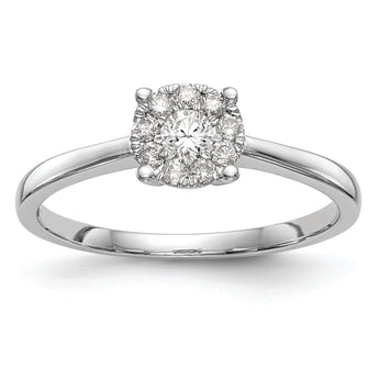 14K White Gold Halo Cluster 1/4 carat Diamond Complete Engagement Ring