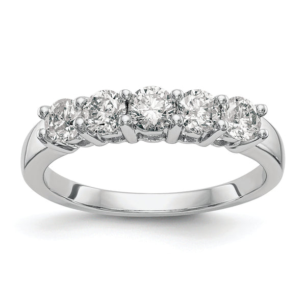 14K White Gold 5-Stone 7/8 carat Diamond Complete Wedding Band