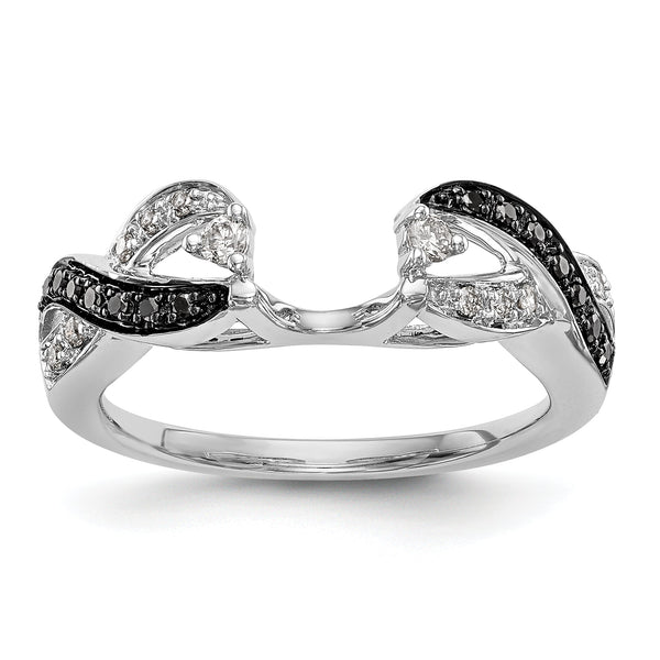 14K White Gold 1/5 carat Black and White Diamond Complete Wrap Ring