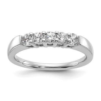 14k White Gold 1/2 carat Lab Grown Diamond VS/SI+ G+ Five Stone Complete Fashion Band, Size 7 - Birthstone Company