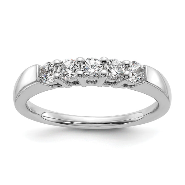 14k White Gold 1/2 carat Lab Grown Diamond VS/SI+ G+ Five Stone Complete Fashion Band, Size 7 - Birthstone Company