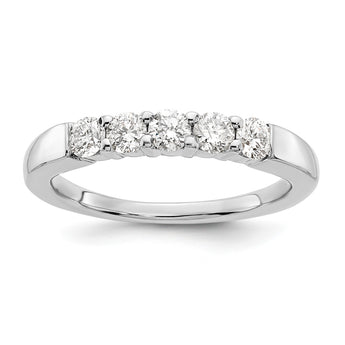 14k White Gold 1/2 carat Lab Grown Diamond VS/SI+ G+ Five Stone Complete Fashion Band, Size 7 - Birthstone Company
