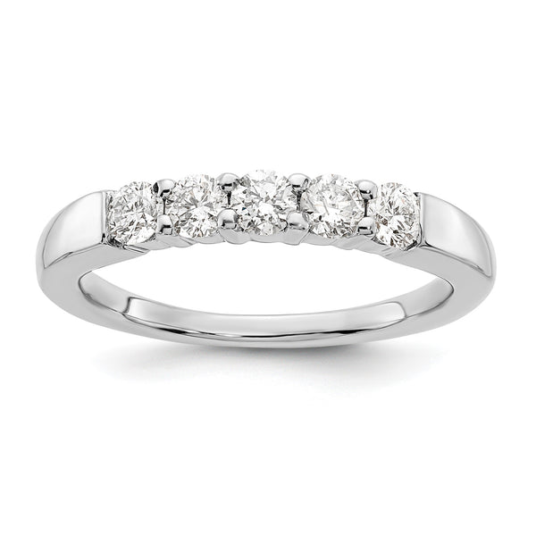 14k White Gold 1/2 carat Lab Grown Diamond VS/SI+ G+ Five Stone Complete Fashion Band, Size 7 - Birthstone Company