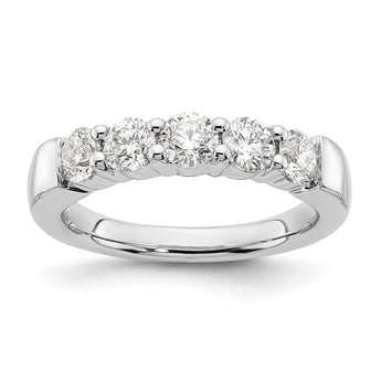 14k White Gold 1 carat Lab Grown Diamond VS/SI+ G+ Five Stone Complete Fashion Band, Size 7 - Birthstone Company
