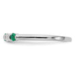 14k White Gold 1/10 carat Diamond and Emerald Complete Band