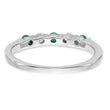 14k White Gold 1/10 carat Diamond and Emerald Complete Band