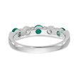 14k White Gold 1/3 carat Diamond and Emerald Complete Band