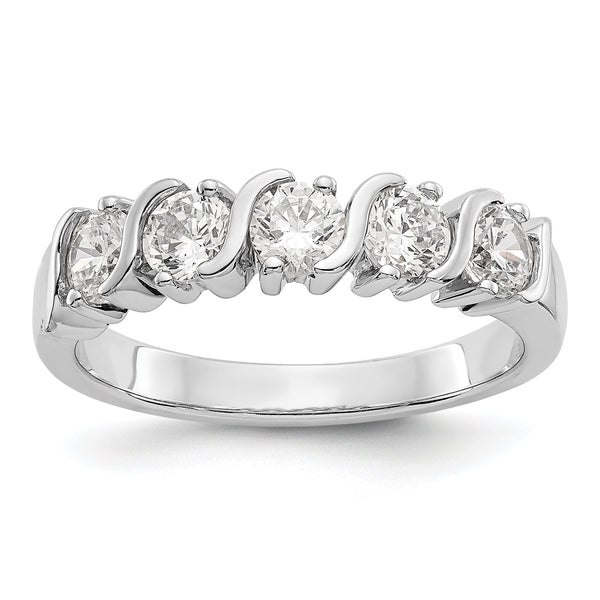 14K White Gold 5-Stone Prong-set 1 carat Complete Round Diamond Band