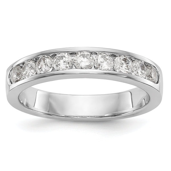 14K White Gold 9-Stone 3/4 carat Round Diamond Complete Channel Band