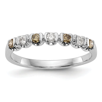 14k White Gold Champagne & White Diamond Band