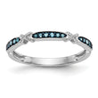14k White Gold X-Design 1/10 carat Blue Diamond Complete Band