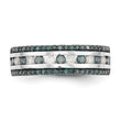 14k White Gold 3/4 carat Blue and White Diamond Complete Channel Band - Birthstone Company