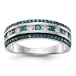 14k White Gold 3/4 carat Blue and White Diamond Complete Channel Band - Birthstone Company