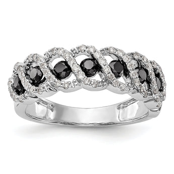 14k White Gold Black & White Diamond Band