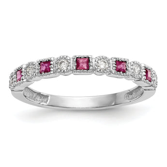 10k White Gold Diamond w/Ruby Band