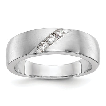 14K White Gold 3-Stone 1/5 carat Diamond Complete Men's Band