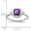 14k White Gold Cushion Amethyst and Diamond Ring, Size 7 - Birthstone Company
