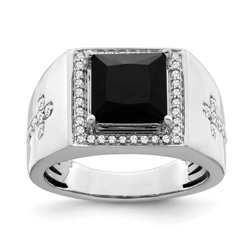 Men's Cross Ring in 14K White Gold (1/2 ct. tw.), Size 10