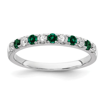 14k White Gold 1/2 carat Lab Grown Diamond VS/SI+ G+ and Lab Created Emerald Complete Band