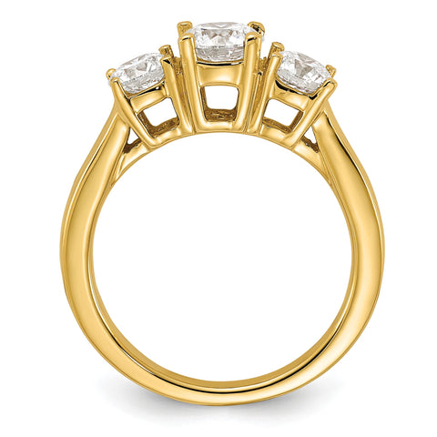 1 1/2 carat Lab Grown Diamond VS/SI+ G+ Round Complete Three Stone Engagement Ring, Size 7 - Birthstone Company