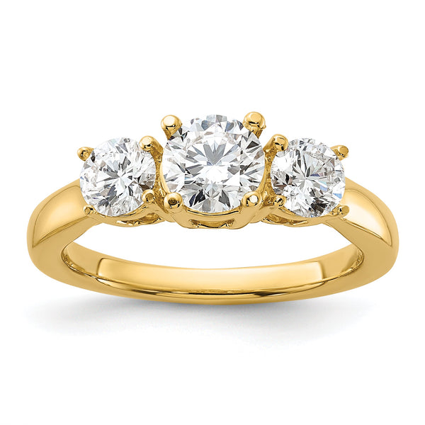 1 1/2 carat Lab Grown Diamond VS/SI+ G+ Round Complete Three Stone Engagement Ring