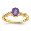10k Oval Amethyst and Diamond Ring, Size 7 - Birthstone Company