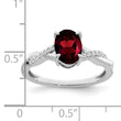 14k White Gold Oval Garnet and Diamond Ring, Size 7 - Birthstone Company