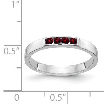 14k White Gold 4-stone Garnet Band - Birthstone Company