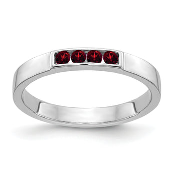14k White Gold 4-stone Garnet Band - Birthstone Company
